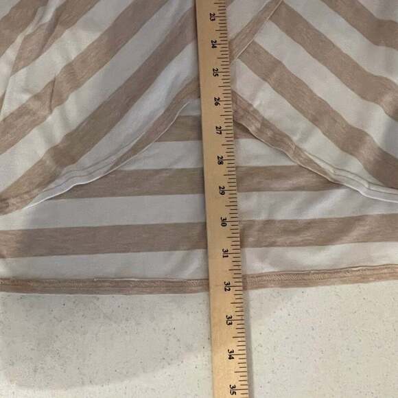 Athleta Ribbon Stripes Tulip Hem Midi Skirt Tan White Faux Wrap - Picture 5 of 6